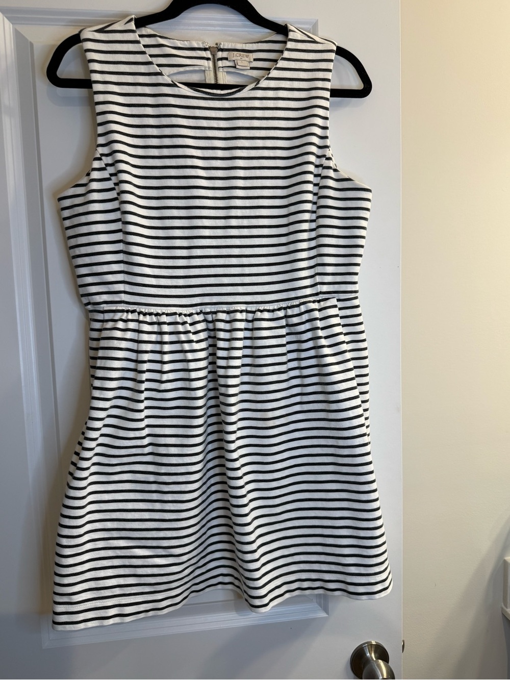 J. Crew Women’s Black & White Striped Sleeveless Dress